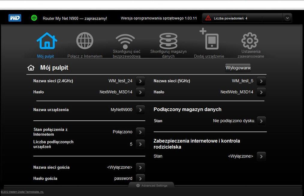 WD My Net N900 – test dwupasmowego routera WiFi 802.11n 450 Mbps 7