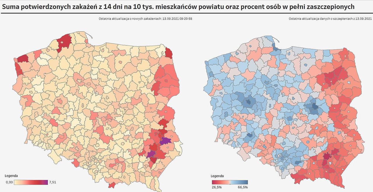 Czwarta fala epidemii już zaczyna się w najmniej zaszczepionych regionach