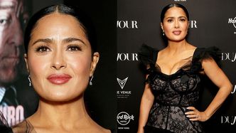 Salma Hayek w gorsecie z dekoltem PRZYCIĄGA WZROK na evencie DuJour (ZDJĘCIA)