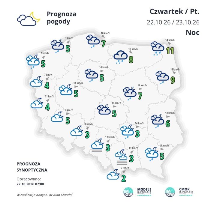 Prognoza pogody na noc z czwartku na piątek