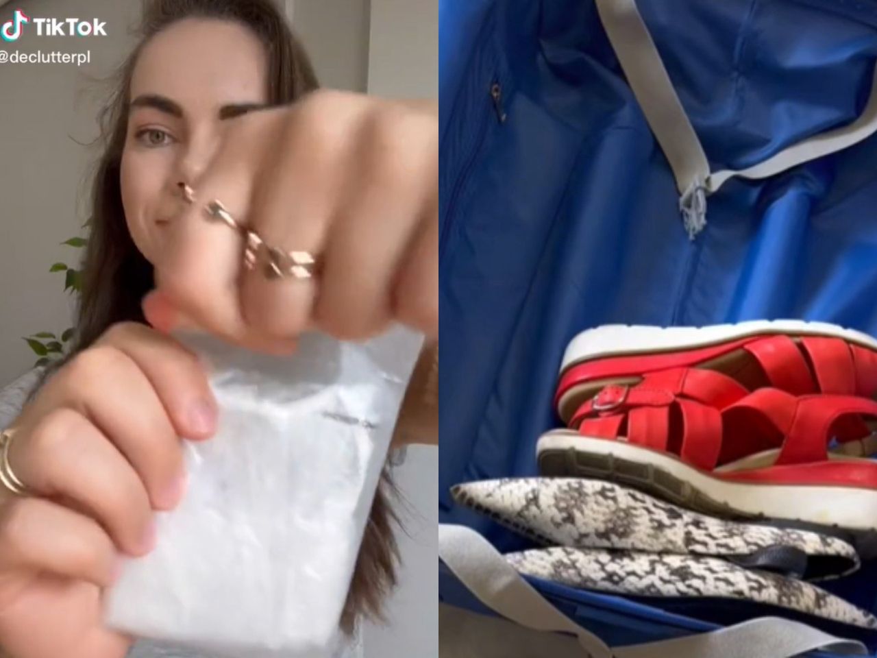 TikTokerka pokazuje, w jaki sposób zapakować buty do walizki