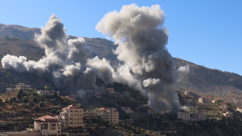 Israeli army attacks in southern Lebanon
NEBATIEH, LEBANON - SEPTEMBER 28: Smoke rises after Israeli attacks over Shebaa town of Nabatieh province on September 28, 2024. (Photo by Ramiz Dallah/Anadolu via Getty Images)
Anadolu
lebanon, attack