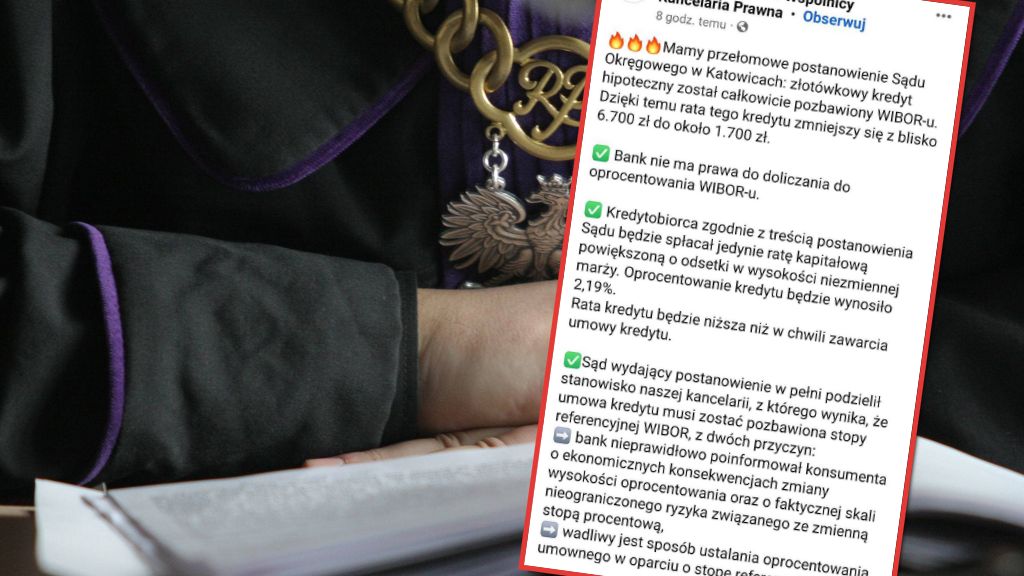 Przełomowe postanowienie Sądu Okręgowego w Katowicach. Kredyt złotówkowy hipoteczny został pozbawiony WIBOR-u