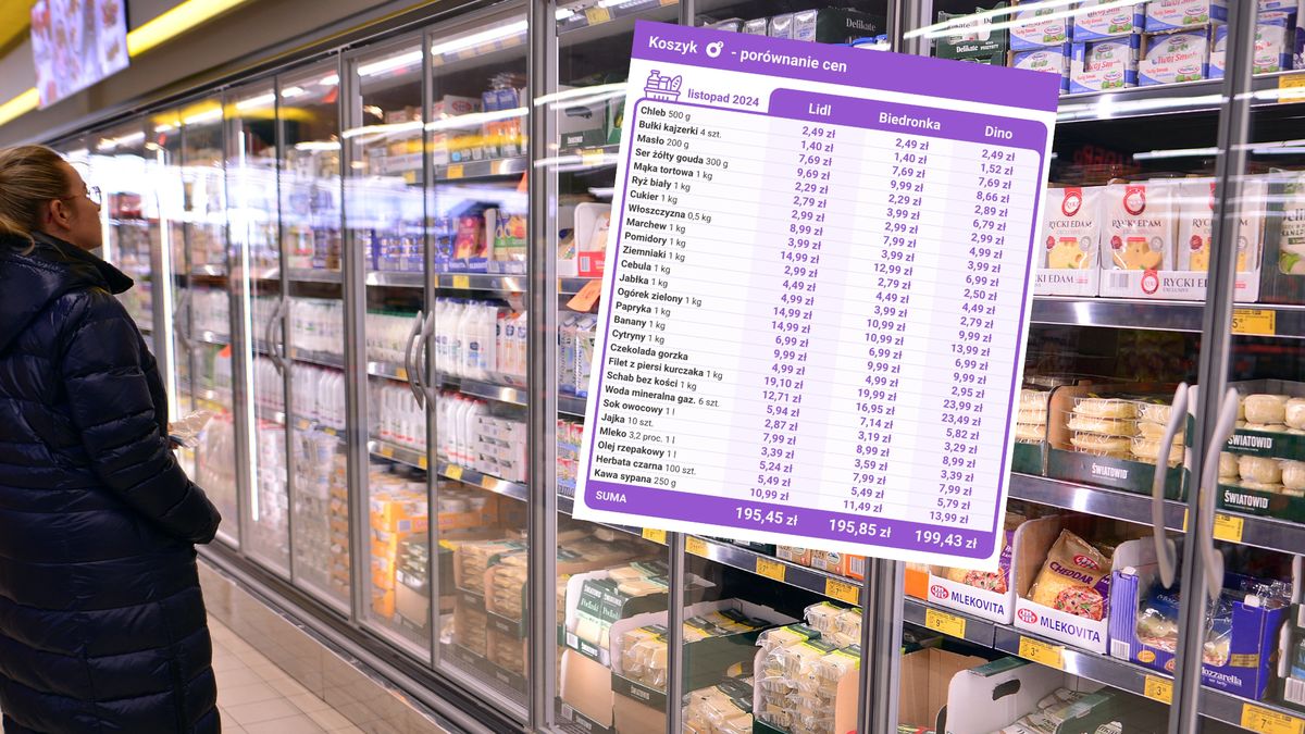 Listopadowy "koszyk o2". Porównaliśmy Biedronkę, Lidla i Dino