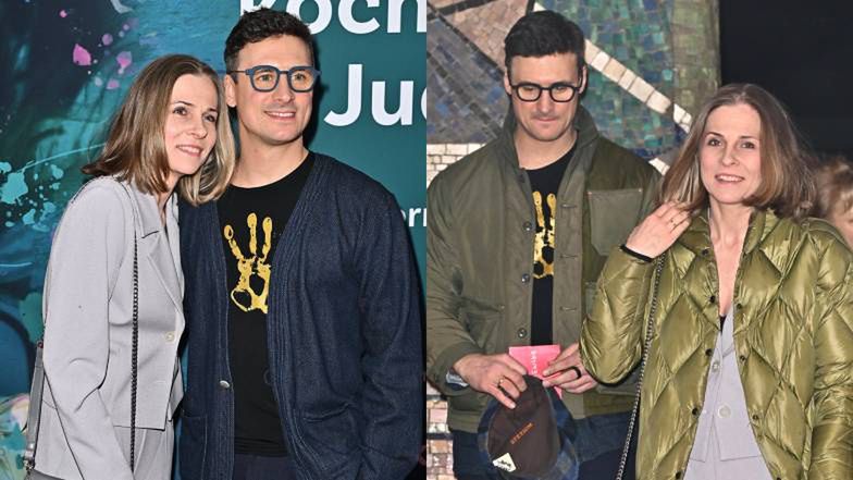 Mateusz Damięcki z żoną na premierze