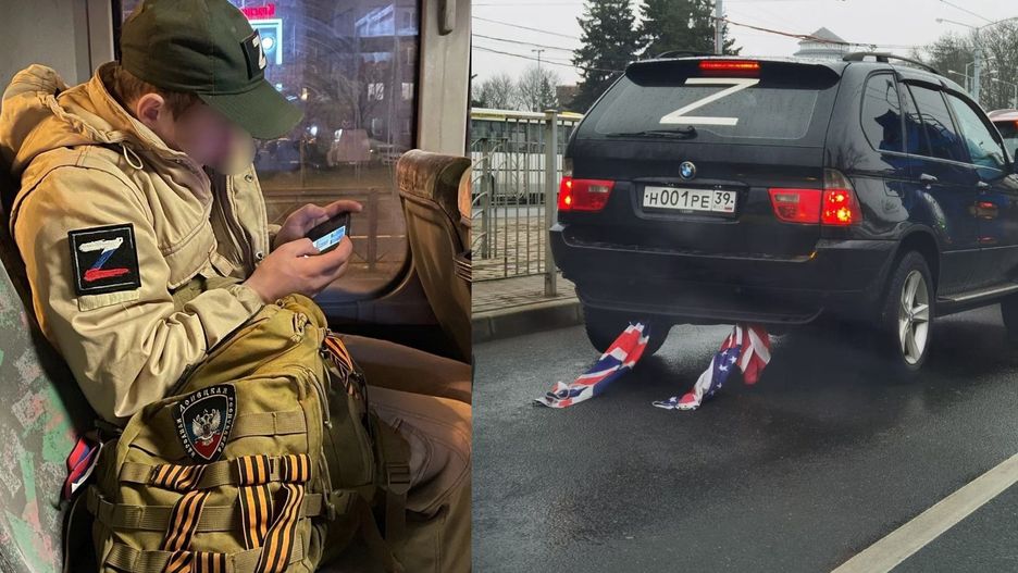 Królewiec nie utworzy dodatkowych sił obrony terytorialnej. Na fot. rosyjscy "z-patrioci", czyli osoby manifestujące  poparcie wojny w Ukrainie