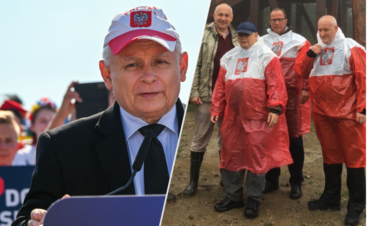 Jarosław Kaczyński w Woli Rzędzińskiej pojawił się w czapeczce z daszkiem. W biało-czerwonych strojach pojawiał się także podczas swoich urlopów