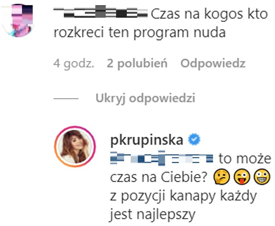 Widzowie krytykują Paulinę Krupińską