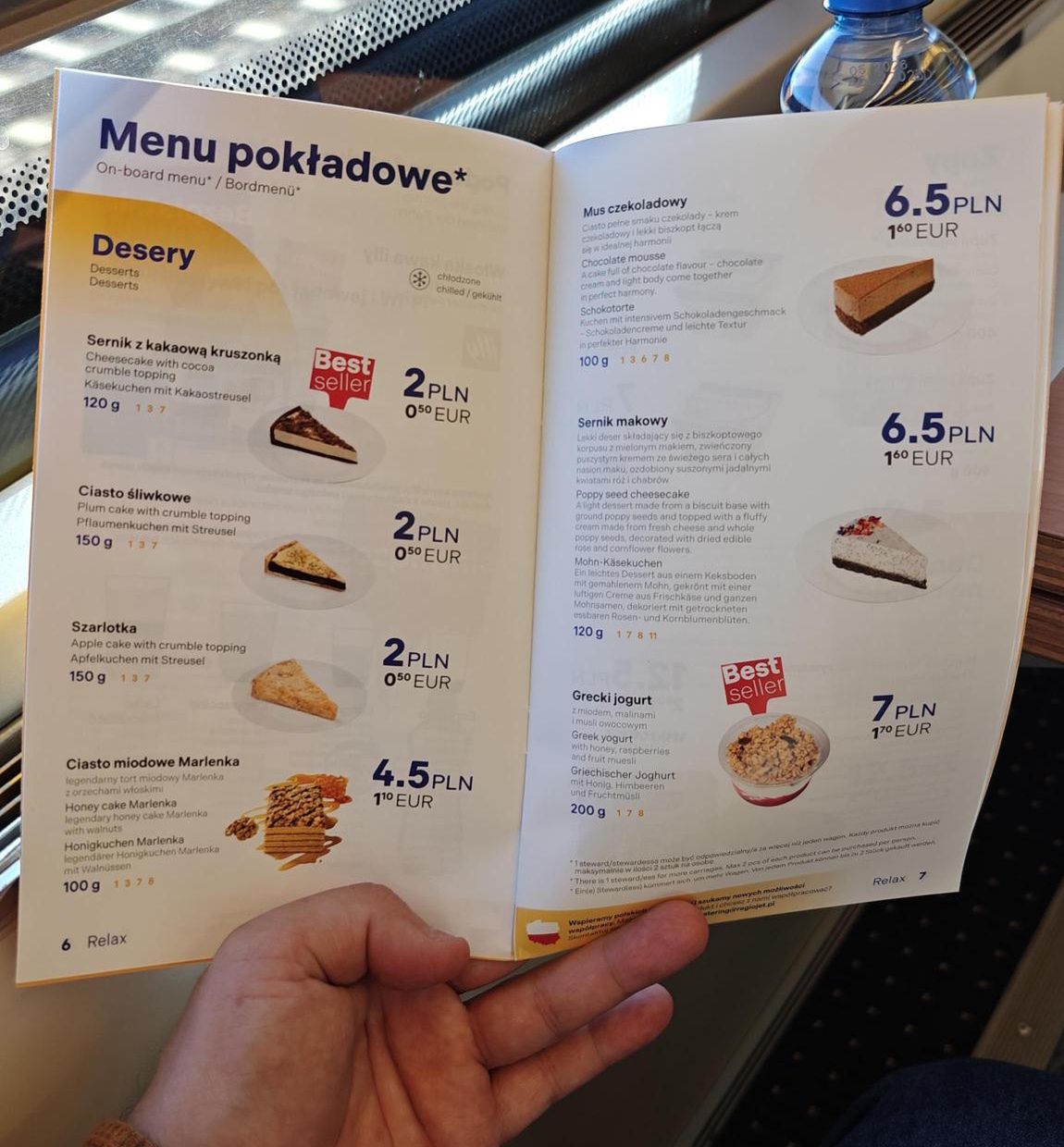 Oferta deserów w pociągu RegioJet