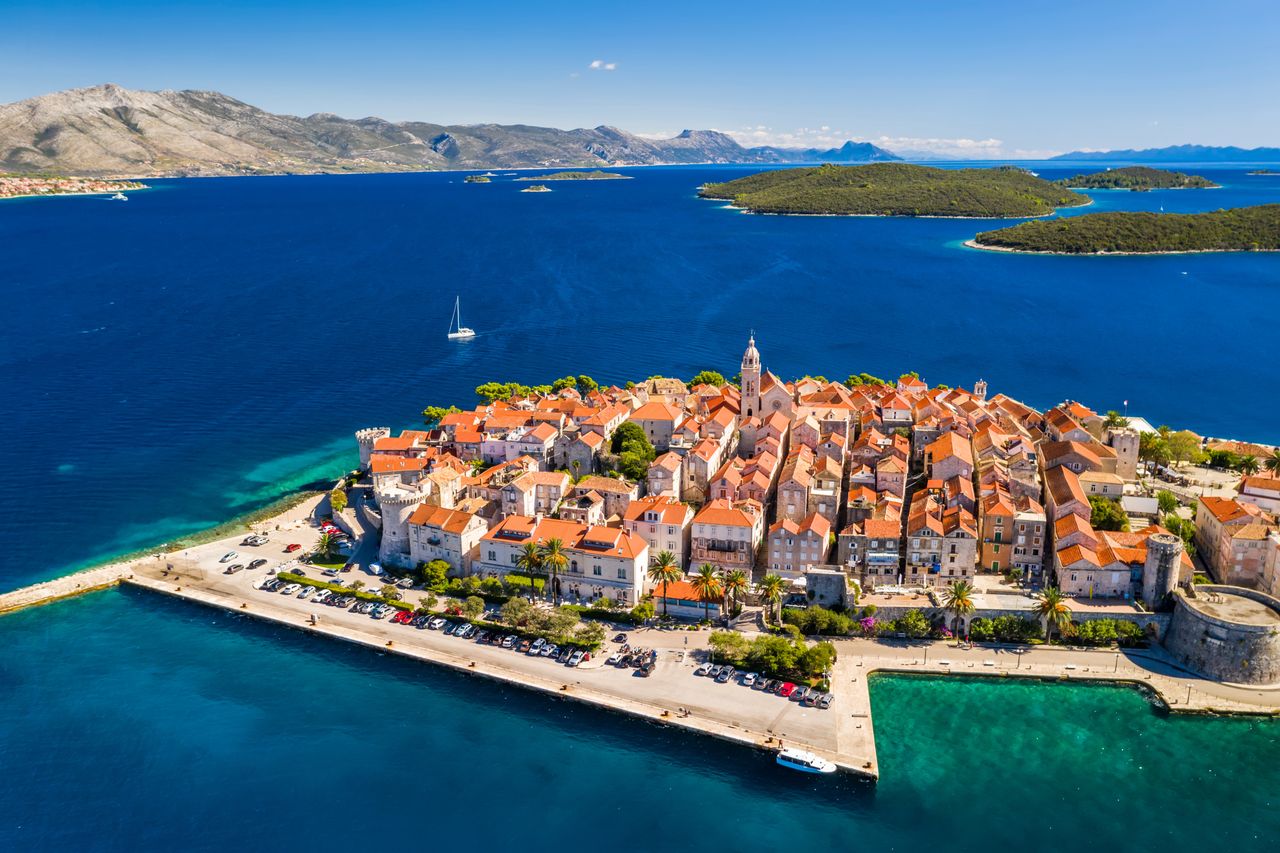 A bird's-eye view of the city of Korčula