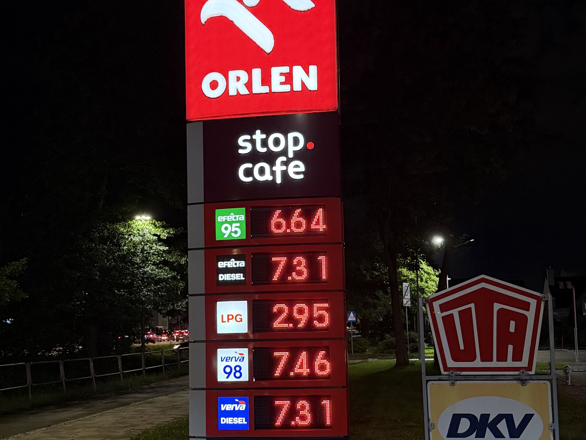 Ceny paliw na Orlenie przy ul. Radzymińskiej w Warszawie 31.08