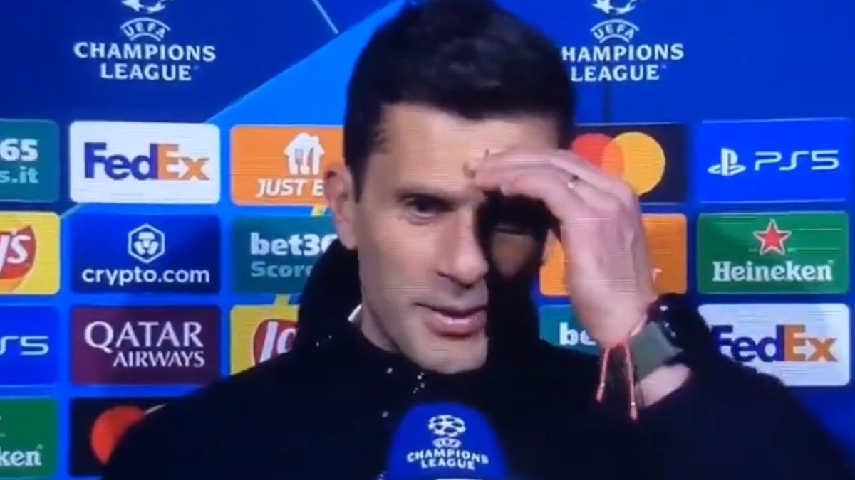 Thiago Motta w czasie wywiadu po meczu Juventusu z Benficą