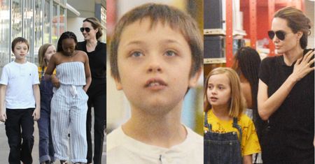 Zadowolona Jolie wraca z sushi i idzie z dziećmi na zakupy (ZDJĘCIA)