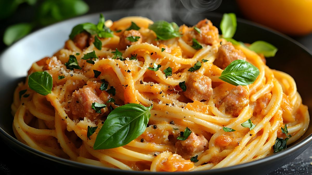 Makaron z sosem dyniowym to doskonała opcja na jesienne dni