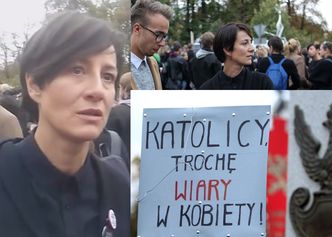 Maja Ostaszewska na Czarnym Proteście: "Protestuję przeciwko barbarzyńskiej ustawie"