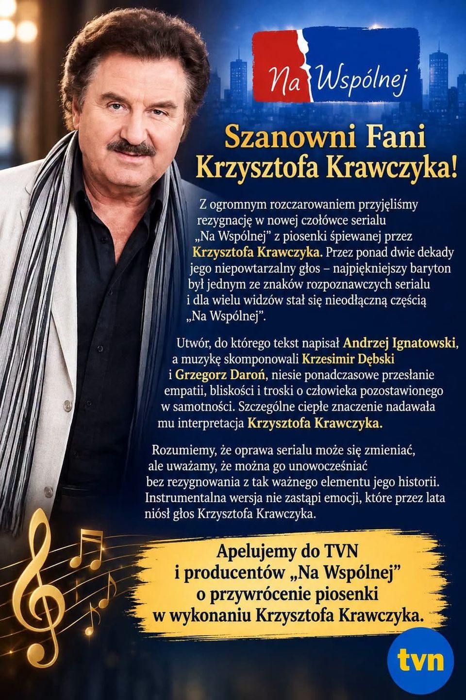 Oświadczenie w sprawie czołówki serialu "Na Wspólnej"