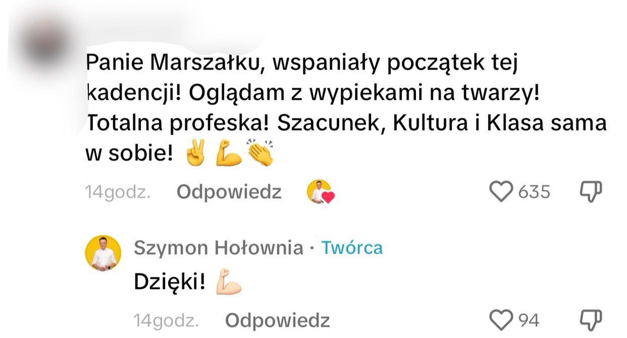 komentarze pod nagraniem z przemówienia Szymona Hołowni