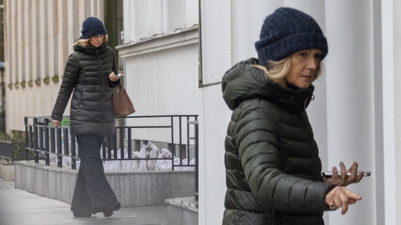 Posępna Grażyna Torbicka "przyłapana" przed starym mieszkaniem w Warszawie