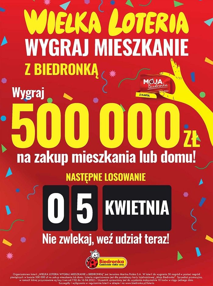 Wielka Loteria Biedronka - losowanie 5 kwietnia [5.04]