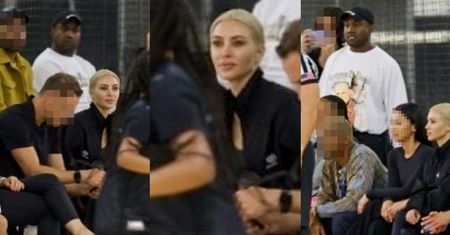 Kanye West w bluzie z Janem Pawłem II i naturalna Kim Kardashian kibicują córce na meczu. Udawali, że się NIE ZNAJĄ (ZDJĘCIA)