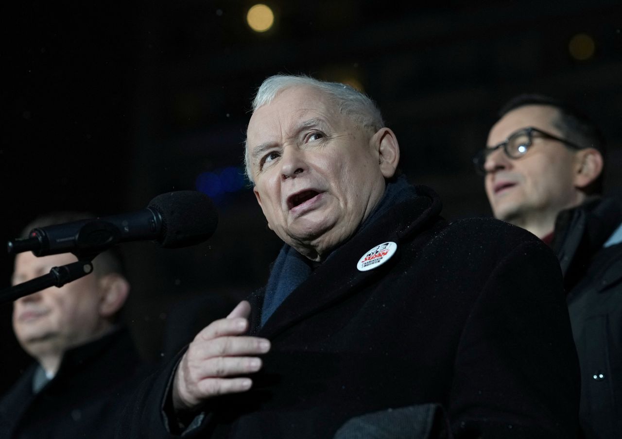 Jarosław Kaczyński na manifestacji PiS w Warszawie