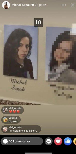 Michał Szpak na zdjęciu ze szkolnego tablo