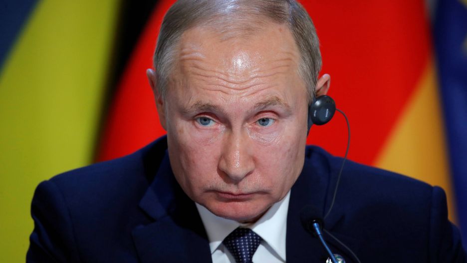 Normandy Four summit in Parisepa08058472 Russia's President Vladimir Putin attends a joint news conference after a Normandy-format summit in Paris, France, 09 December 2019. The Normandy format was created in 2014 to resolve the conflict between Kiev and the breakaway republics in Ukraine's east.  EPA/CHARLES PLATIAU / POOL  MAXPPP OUT Dostawca: PAP/EPA.CHARLES PLATIAU / POOL