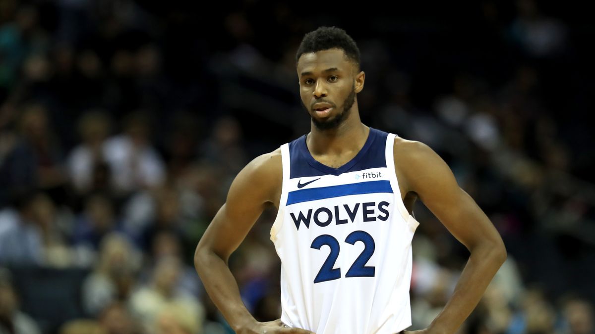 CHARLOTTE, NORTH CAROLINA - OCTOBER 25: Andrew Wiggins #22 of the Minnesota Timberwolves during their game at Spectrum Center on October 25, 2019 in Charlotte, North Carolina. NOTE TO USER: User expressly acknowledges and agrees that, by downloading and or using this photograph, User is consenting to the terms and conditions of the Getty Images License Agreement. (Photo by Streeter Lecka/Getty Images)