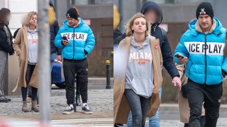 Piotr Stramowski i jego ukochana wychodzą z restauracji osobno