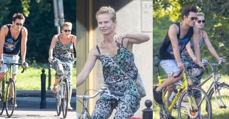 Magdalena Cielecka i Bartosz Gelner przemierzają Warszawę na rowerach. Fajna randka? (ZDJĘCIA)