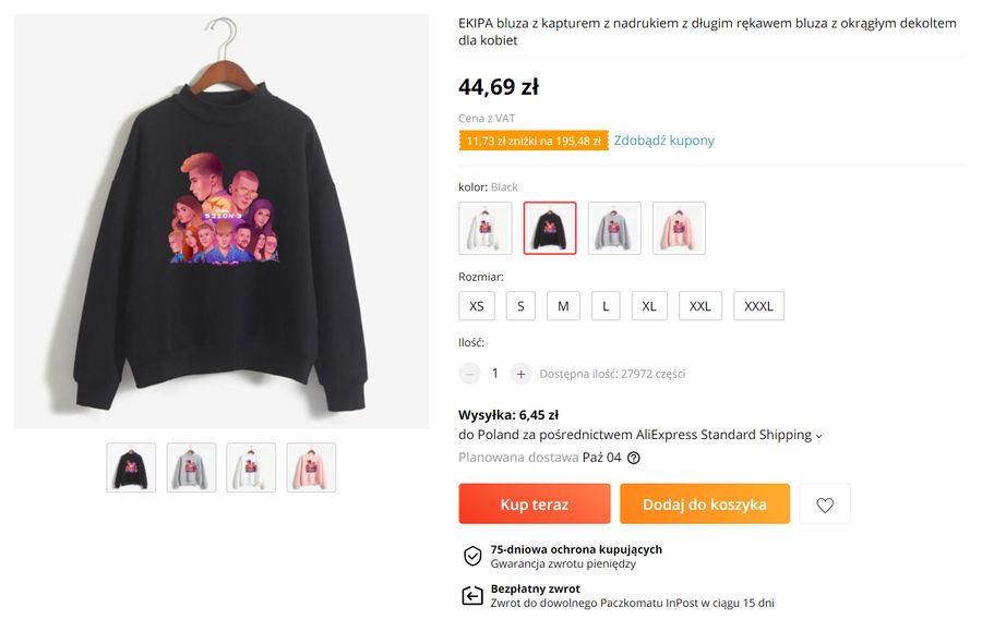 Wysyp podróbek z logiem Ekipy na AliExpress