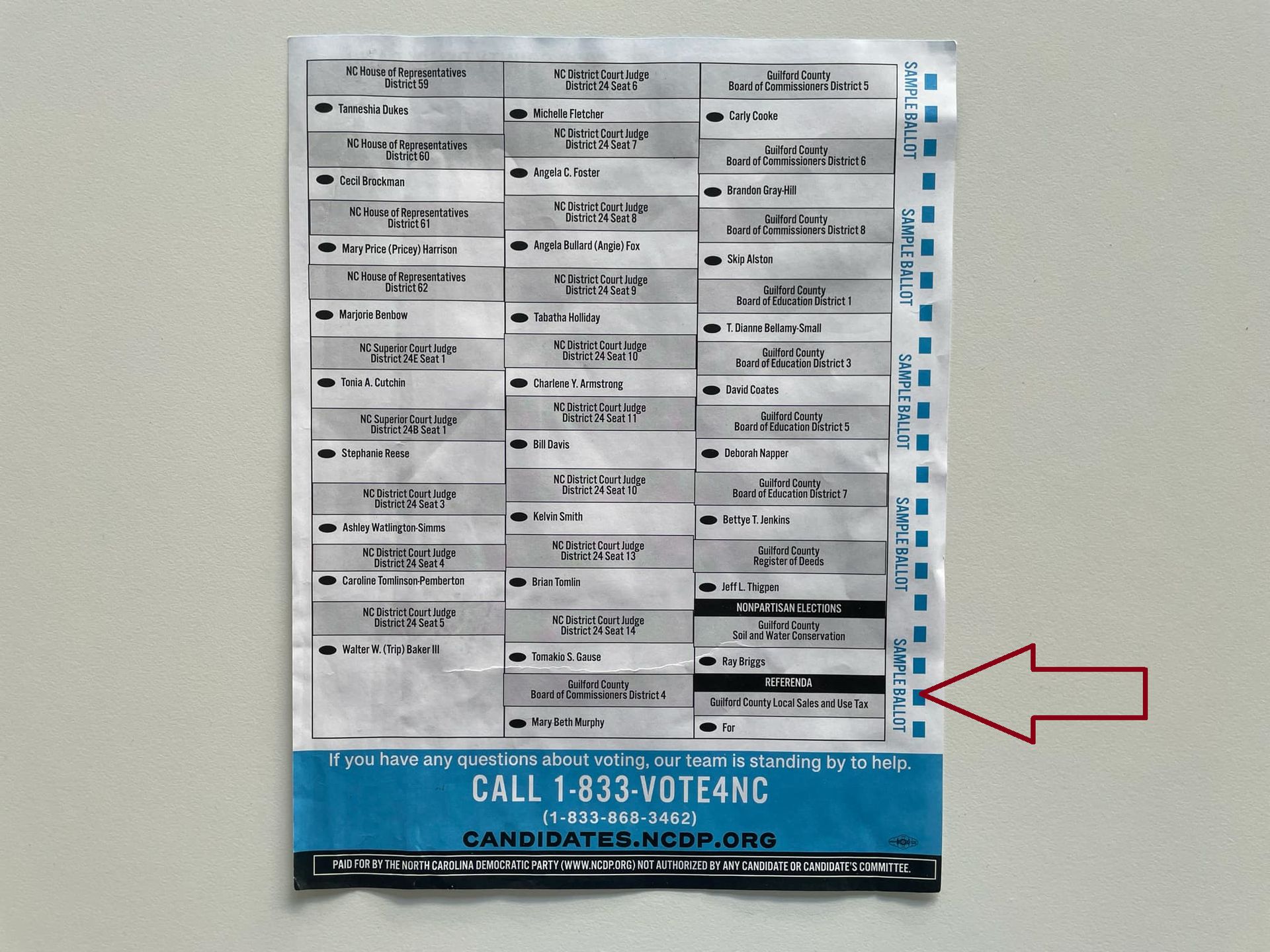 Karta do głosowania w wyborach do 