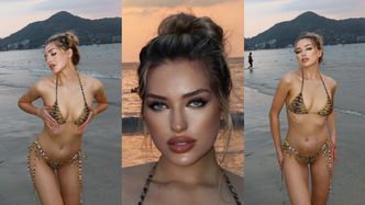 Caroline Derpienski pręży ciało odziana w "drapieżne" bikini. Kogoś poniosło z RETUSZEM?