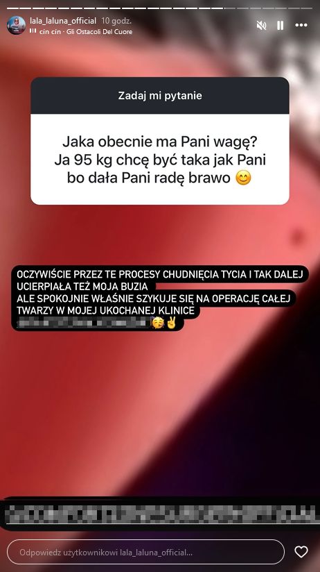 Laluna otwiera się na temat swojej wagi