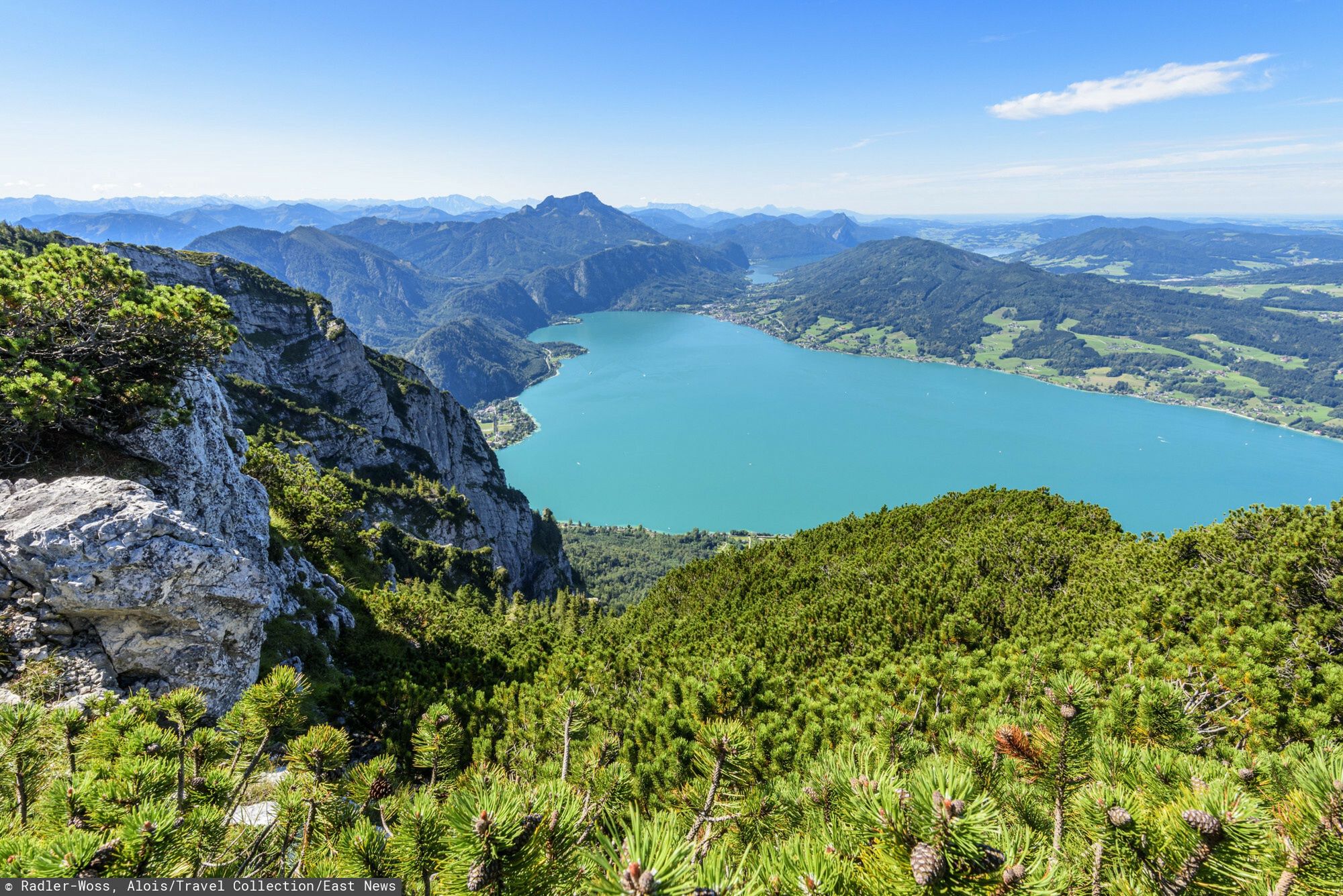 Travel Collection 01-05/2021
Mountain pines in the H?llengebirge and view of the Attersee, the Schafberg and the Mondsee in the Salzkammergut, Austria
Radler-Woss, Alois