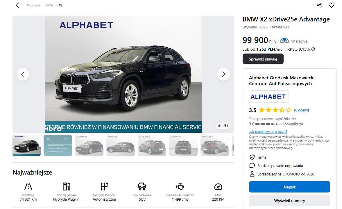 Zrzut ekranu z ogłoszenia