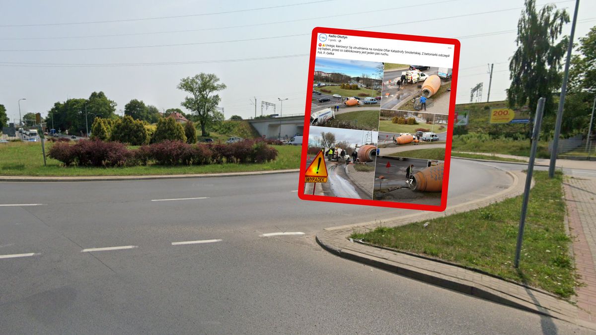 Z betoniarki odczepił się bęben.