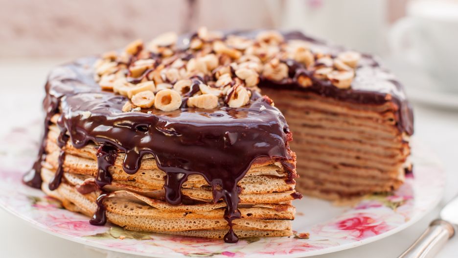 Chocolate and Hazelnut Crepe Cake, Maslenitsabreakfast, brown, cake, cappuccino, chocolate, coffee, cottage cheese, cream, cream cheese, creamy, crepe, cuisine, curd, custard, cut, delicious, dessert, festive, food, french, hazelnut, holiday, homemade, layer, layer cake, maslenitsa, meal, morning, mousse, nut, pancake, pastry, pie, piece, pile, plate, quark, round, russian, sauce, slice, stack, sweet, table, tasty, thin, topping, torte, traditional, white