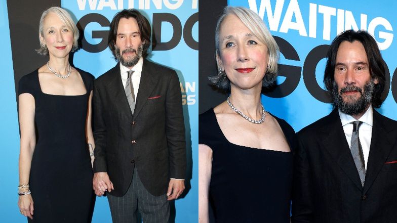 Keanu Reeves i Alexandra Grant razem pozują na ściance