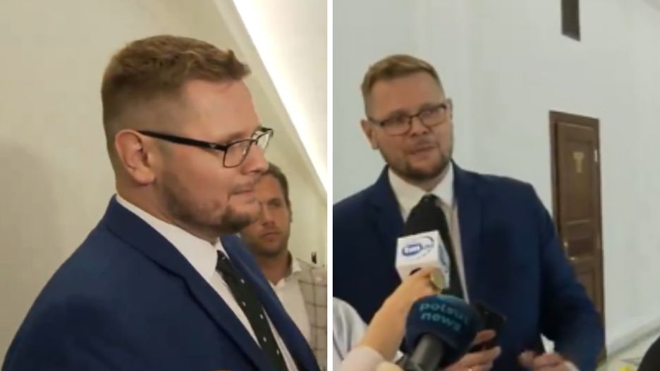 Michał Woś przerywa konferencje w Sejmie