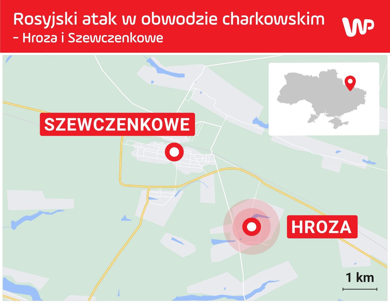 Miejsce ataku i niedaleka miejscowość Szewczenkowe