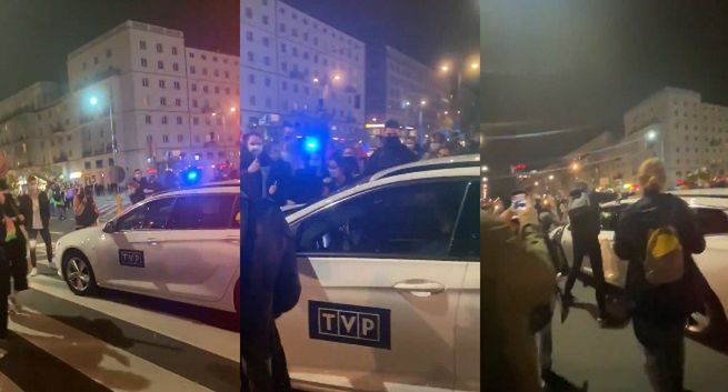 Po interwencji posła KO policja ukarze kierowcę auta TVP, który wjechał w protestujących