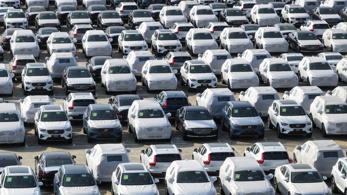 Cars are waiting to depart from the Port of Nanjing in Nanjing, Jiangsu province, China, on May 13, 2024. From January to April 2024, China's automobile production and sales have completed 9.012 million and 9.079 million, respectively, marking an increase of 7.9% and 10.2%, respectively. (Photo by Costfoto/NurPhoto via Getty Images)