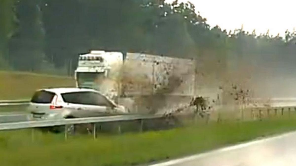 Kierowca nie przejął się warunkami na drodze