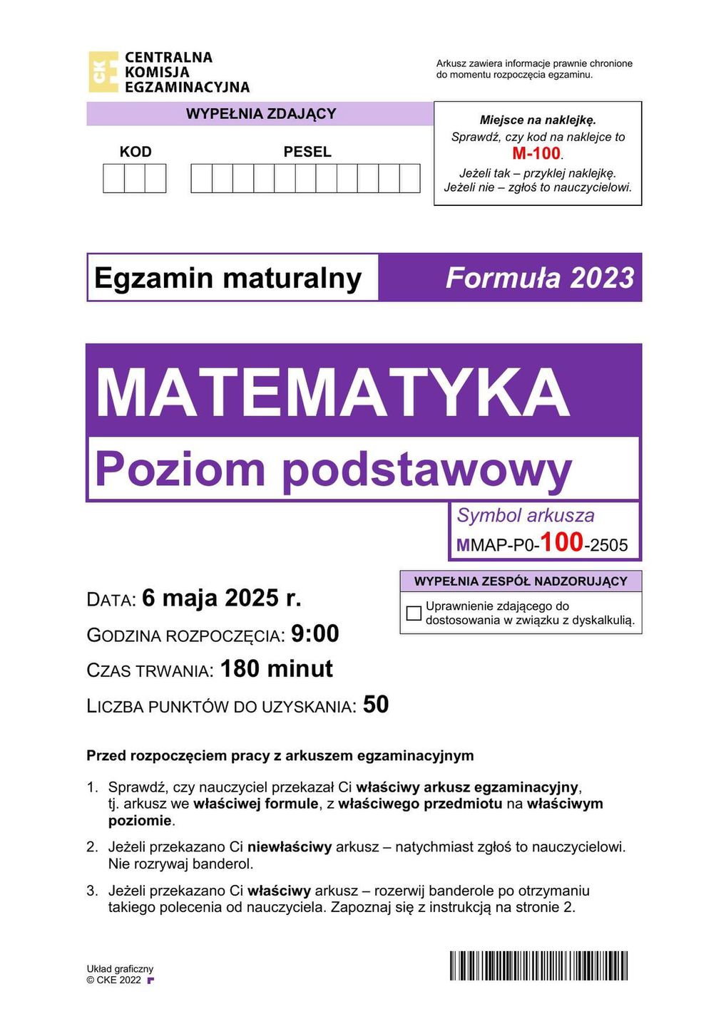 Arkusz z matematyki: Matura 2025