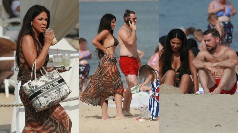 Sylwia Bomba i Grzegorz Collins na plaży