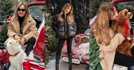 Joanna Przetakiewicz wygina się w świątecznej sesji na tle zabytkowego porsche za 300 TYSIĘCY ZŁOTYCH (ZDJĘCIA)