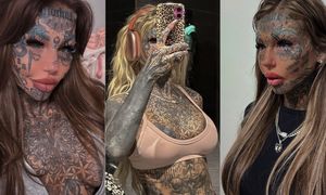 Amber Luke ma wytatuowane 98 proc. powierzchni ciała, WSZCZEPIONE ROGI i rozdwojony język. Tak wyglądała przed metamorfozą (ZDJĘCIA)