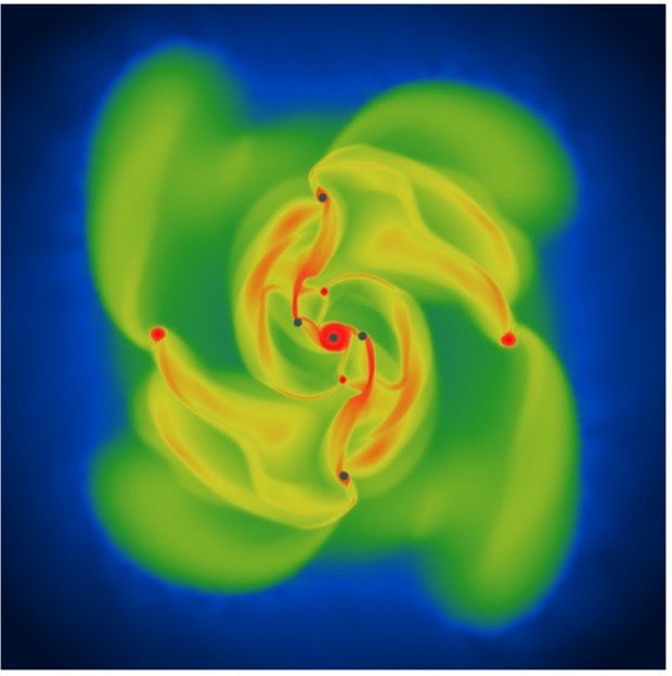 Computer simulation of planet formation in the protostellar disk