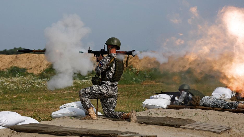 Rosyjski żołnierz na manewrach